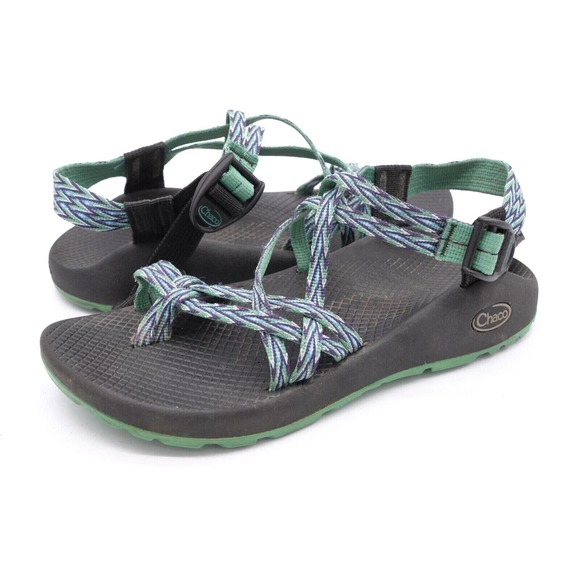 Chaco ZX2 Womens 8 Sandals Strappy Green Toe Ring Sport Slingback Vibram Sole - Picture 1 of 10